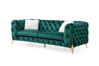 Rocky Chesterfield Sofa Set in Luxurious Green Velvet - 1, 2, or 3 Seater Options - UK Luxury Furniture
